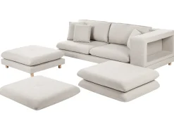 Divano 2 posti HEDEN Tessuto Beige con ottomana