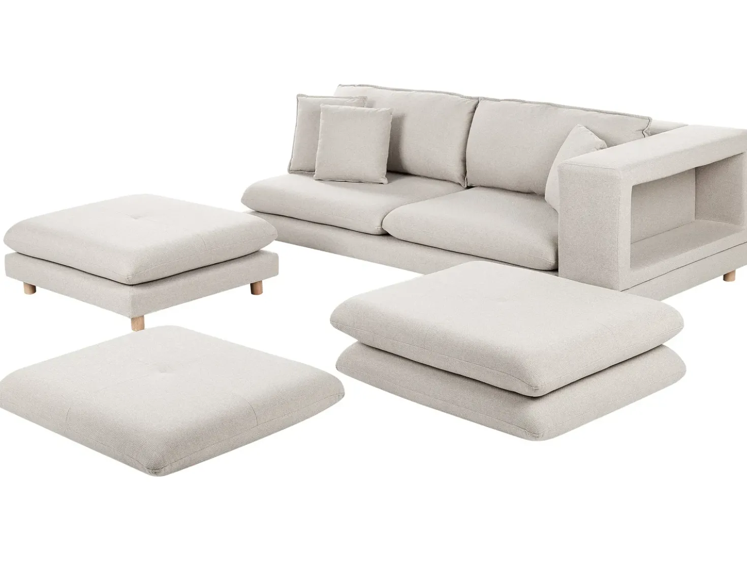 Divano 2 posti HEDEN Tessuto Beige con ottomana