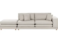 Divano 2 posti HEDEN Tessuto Beige con ottomana