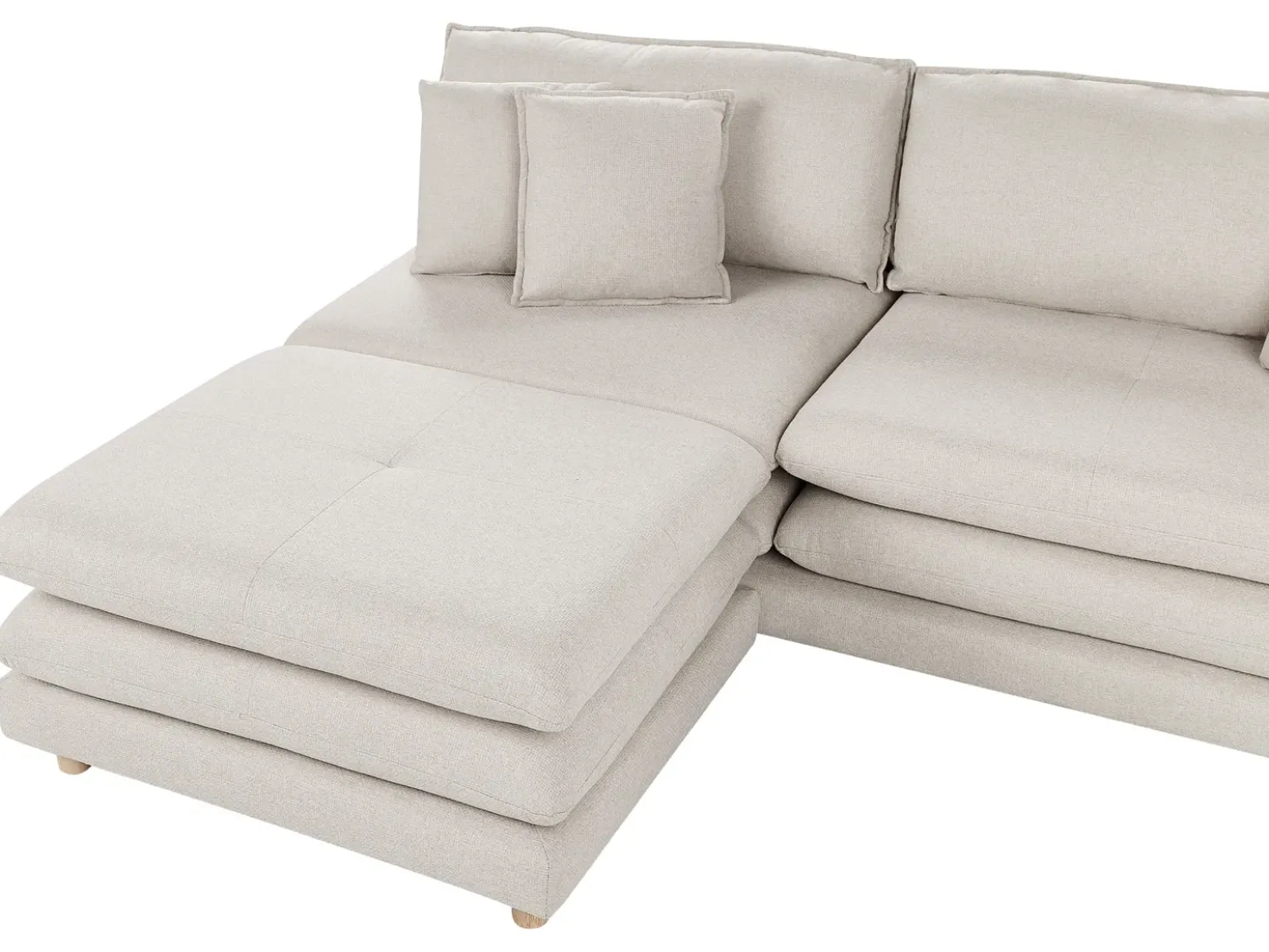 Divano 2 posti HEDEN Tessuto Beige con ottomana