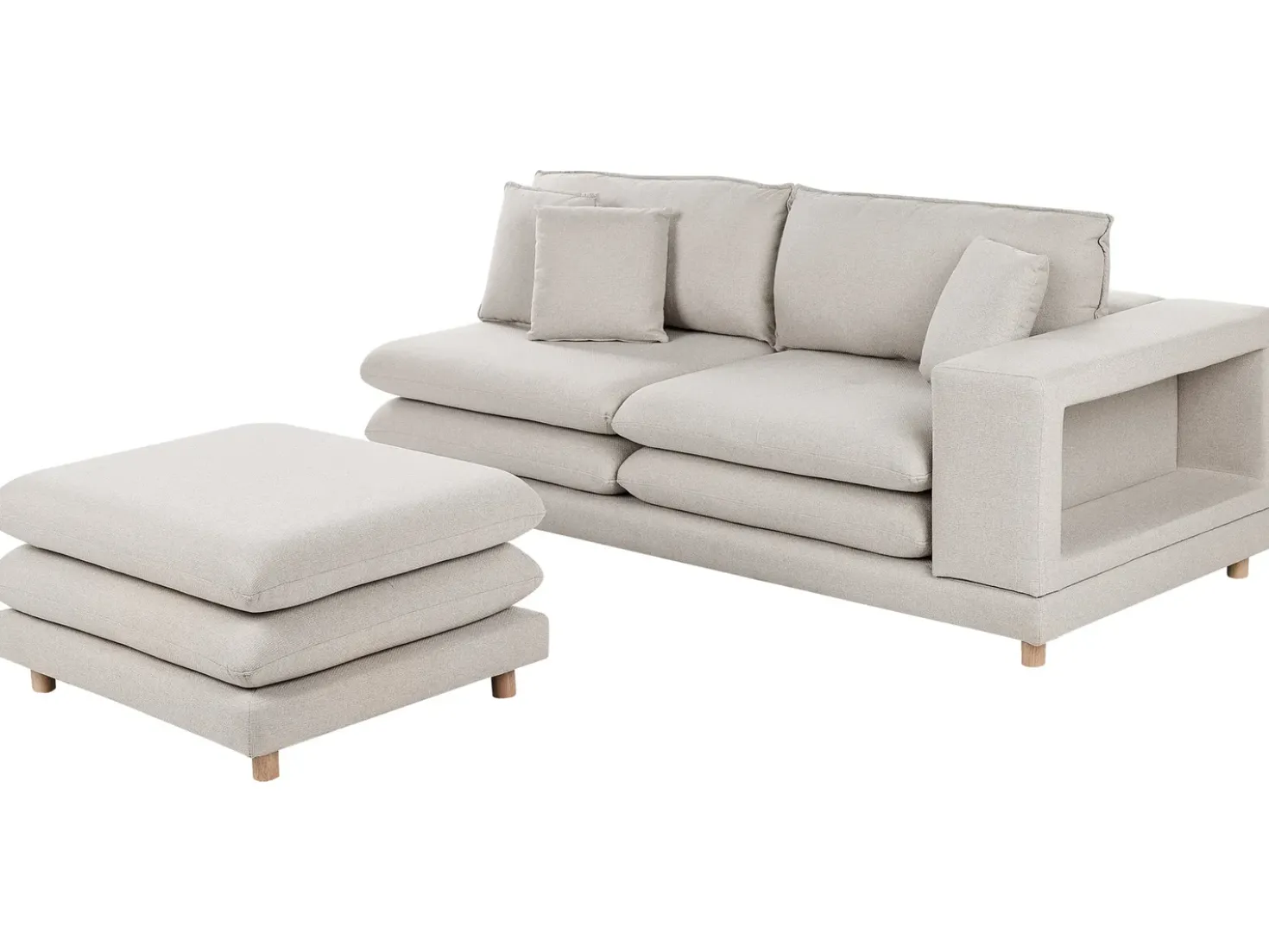 Divano 2 posti HEDEN Tessuto Beige con ottomana