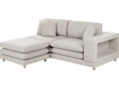 Divano 2 posti HEDEN Tessuto Beige con ottomana