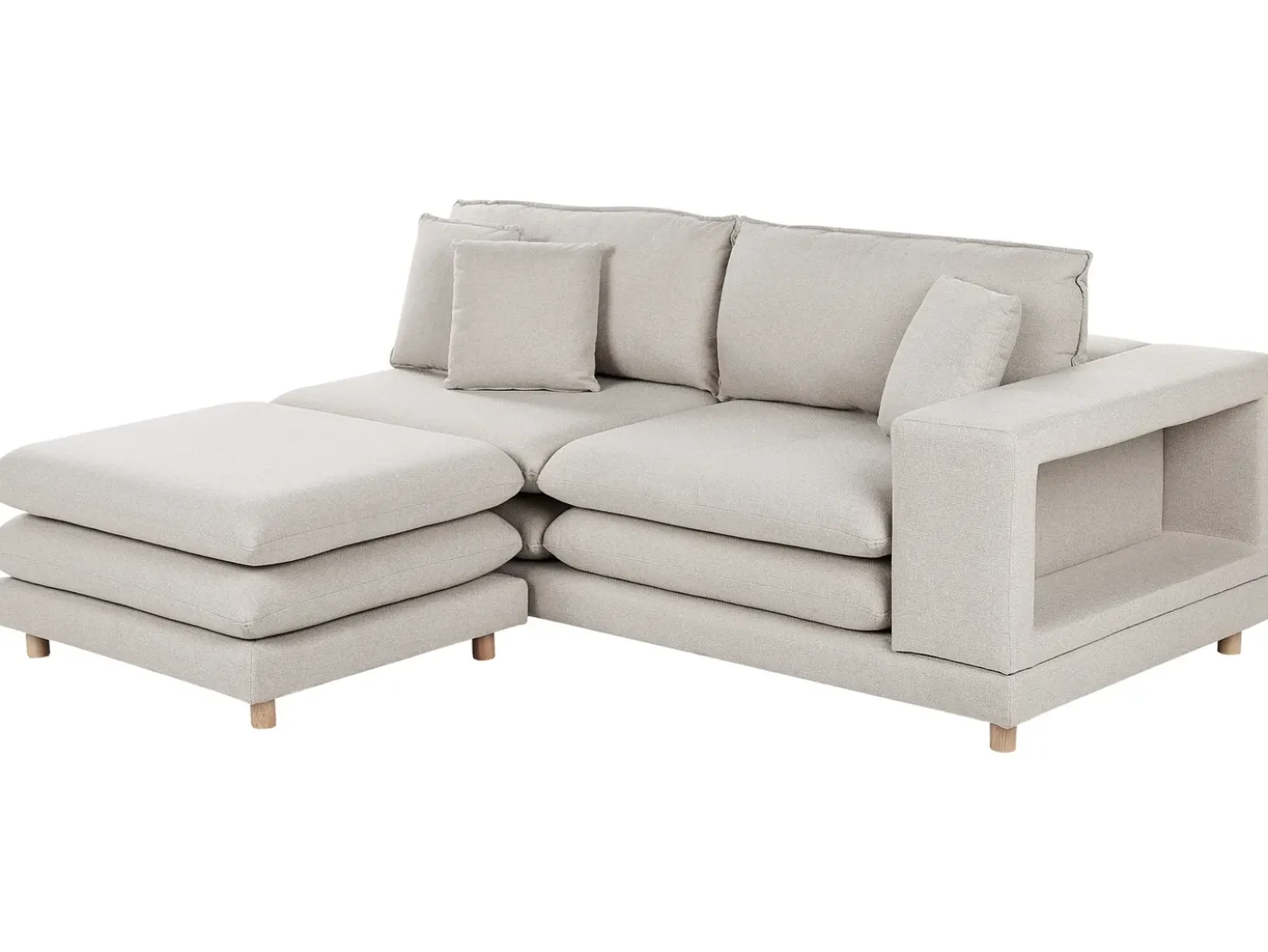 Divano 2 posti HEDEN Tessuto Beige con ottomana