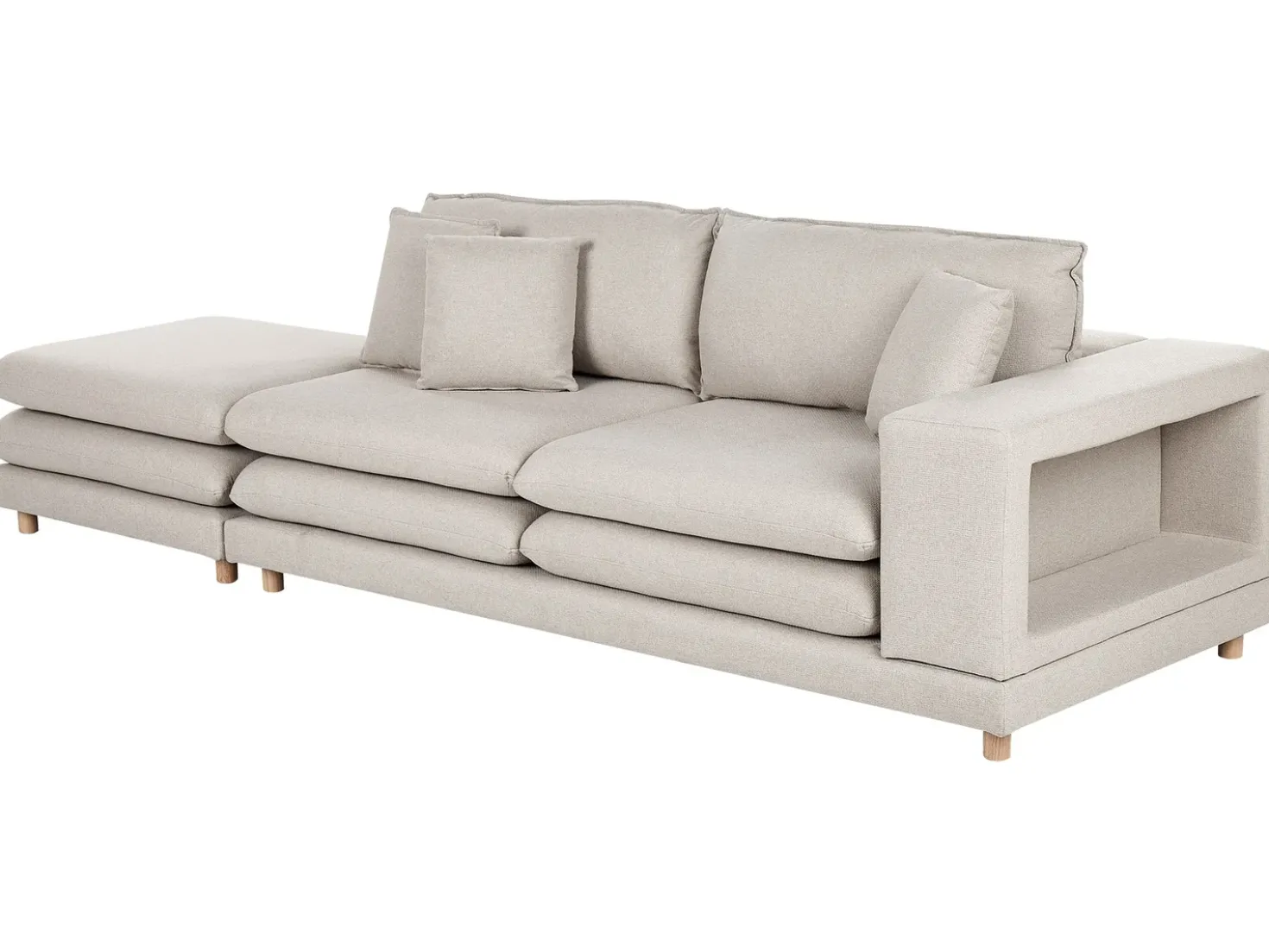 Divano 2 posti HEDEN Tessuto Beige con ottomana