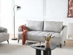Divano 3 posti HOBRO Tessuto Grigio chiaro