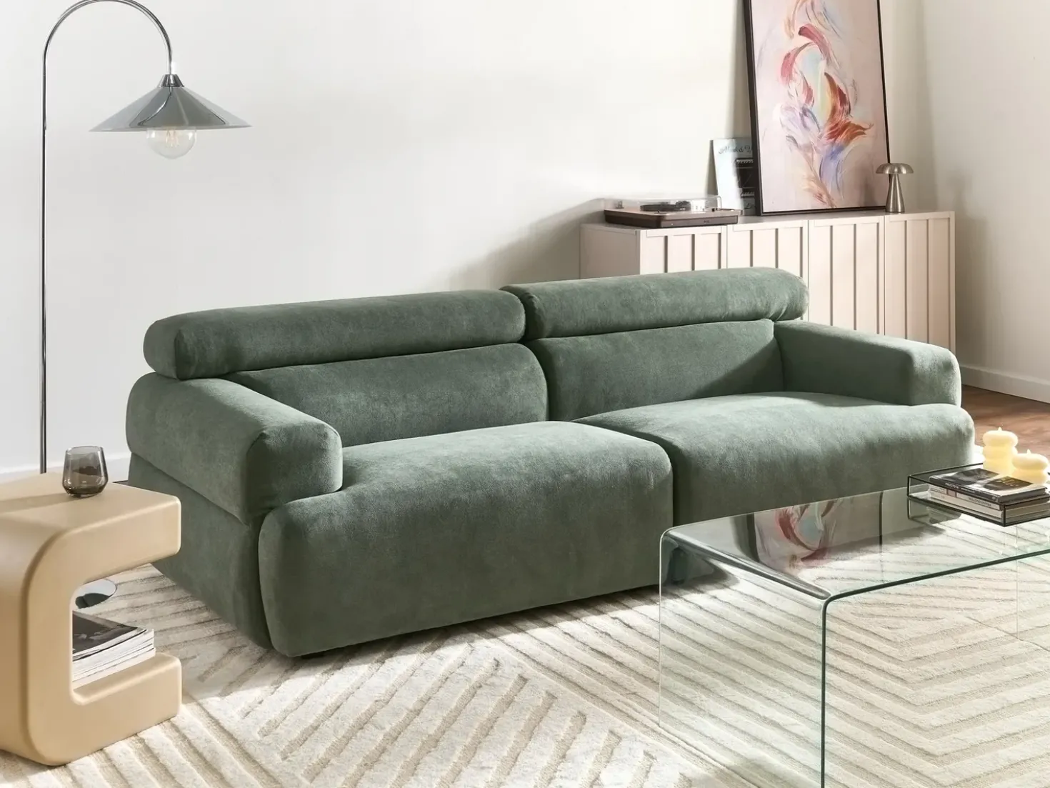 Divano 3 posti HOVDEN Tessuto Verde