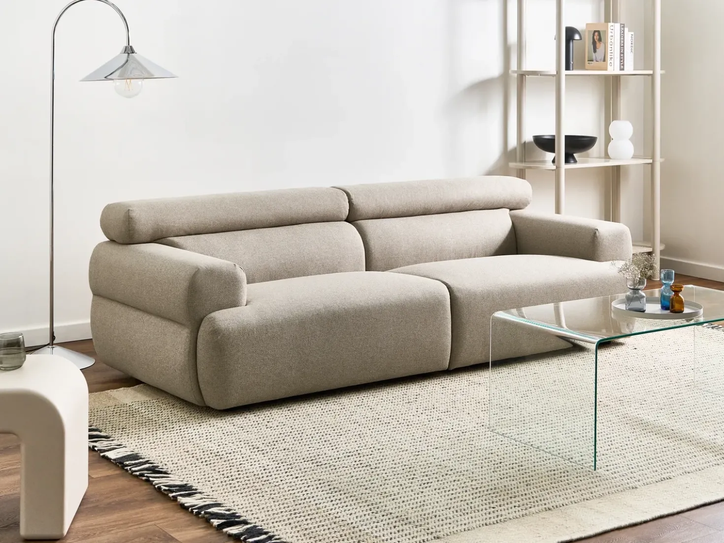 Divano 3 posti HOVDEN Tessuto Beige