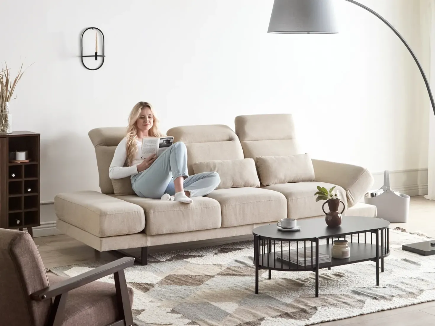 Divano 3 posti IKAST Tessuto Beige