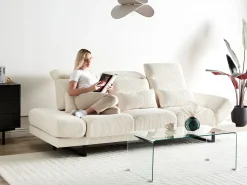 Divano 3 posti IKAST Velluto a coste Beige chiaro