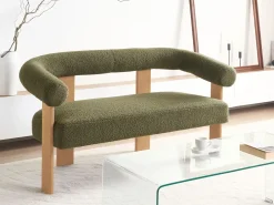 Divano 2 posti ILBRO Bouclé Verde/Marrone chiaro