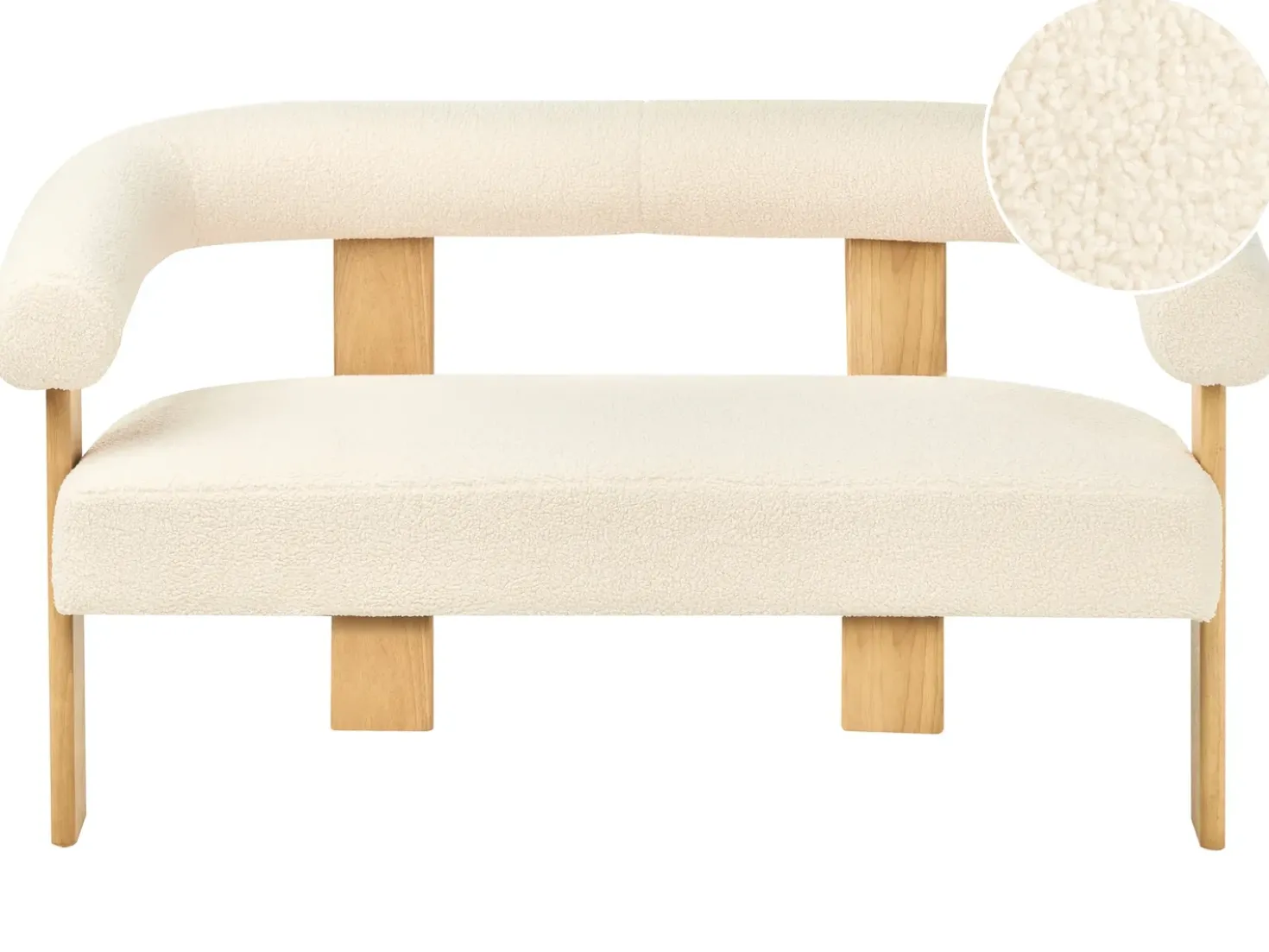 Divano 2 posti ILBRO Bouclé Bianco sporco/Marrone chiaro