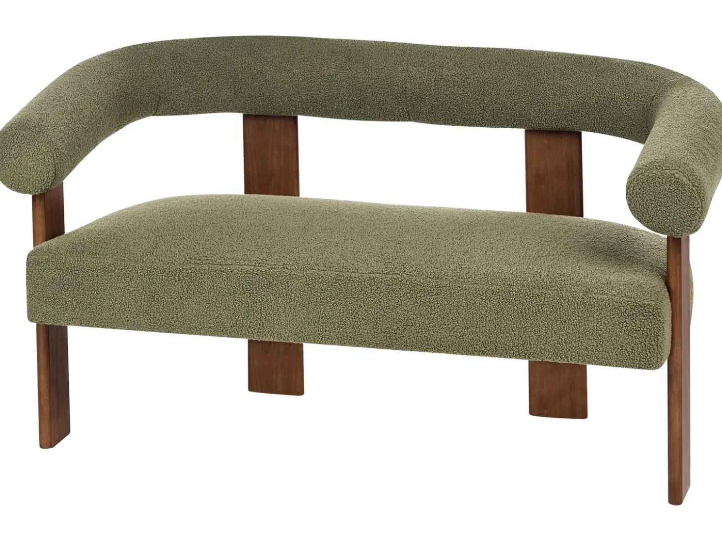 Divano 2 posti ILBRO Bouclé Verde/Marrone scuro