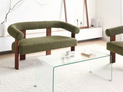 Divano 2 posti ILBRO Bouclé Verde/Marrone scuro