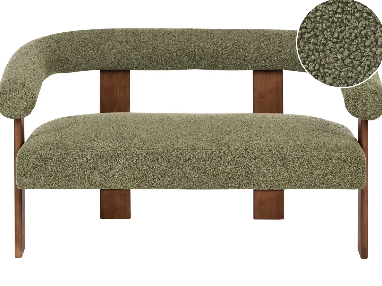 Divano 2 posti ILBRO Bouclé Verde/Marrone scuro