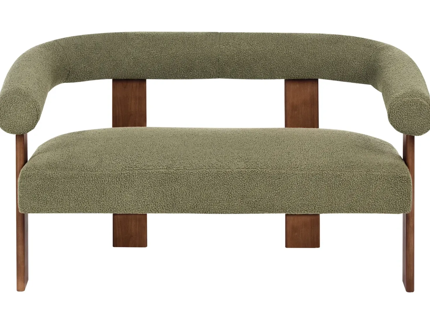 Divano 2 posti ILBRO Bouclé Verde/Marrone scuro