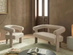 Divano 2 posti ILBRO Bouclé Beige chiaro