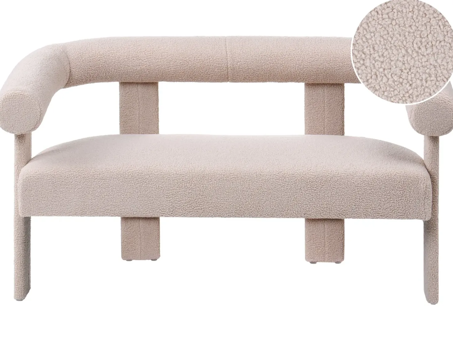 Divano 2 posti ILBRO Bouclé Beige chiaro