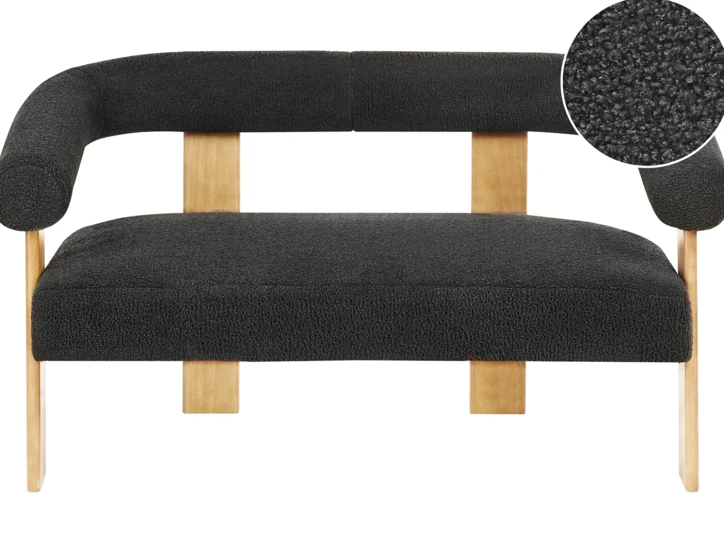 Divano 2 posti ILBRO Bouclé Nero/Marrone chiaro