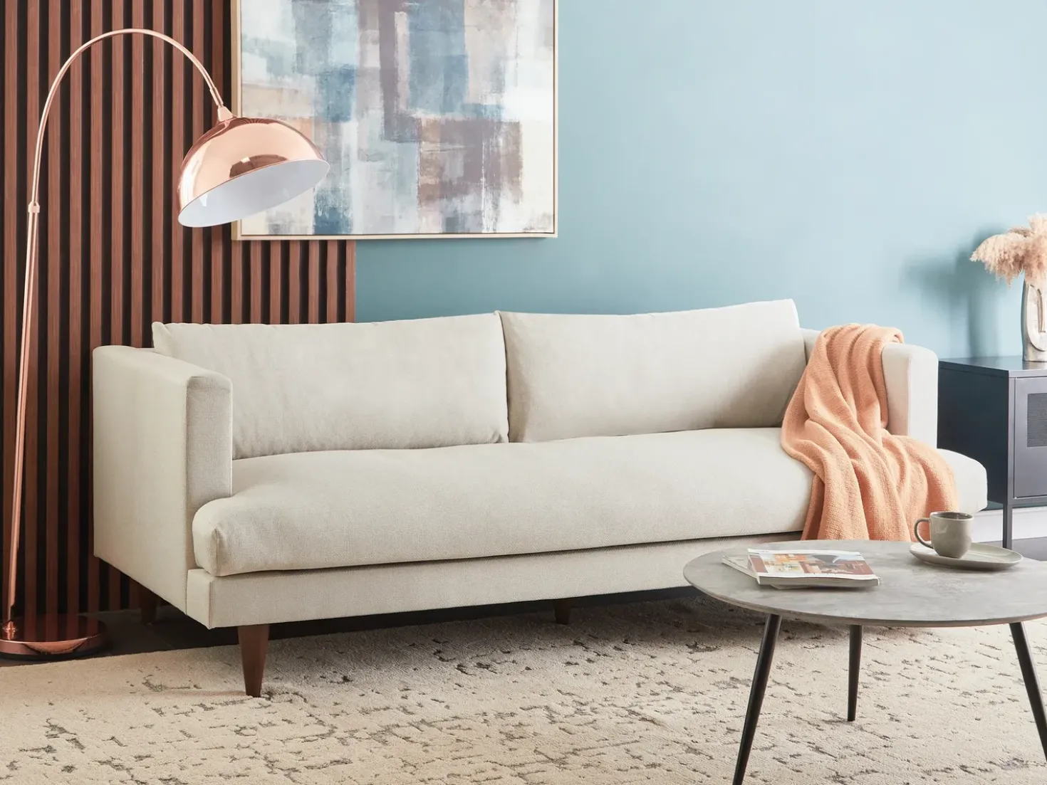 Divano 3 posti JARPEN Tessuto Beige chiaro