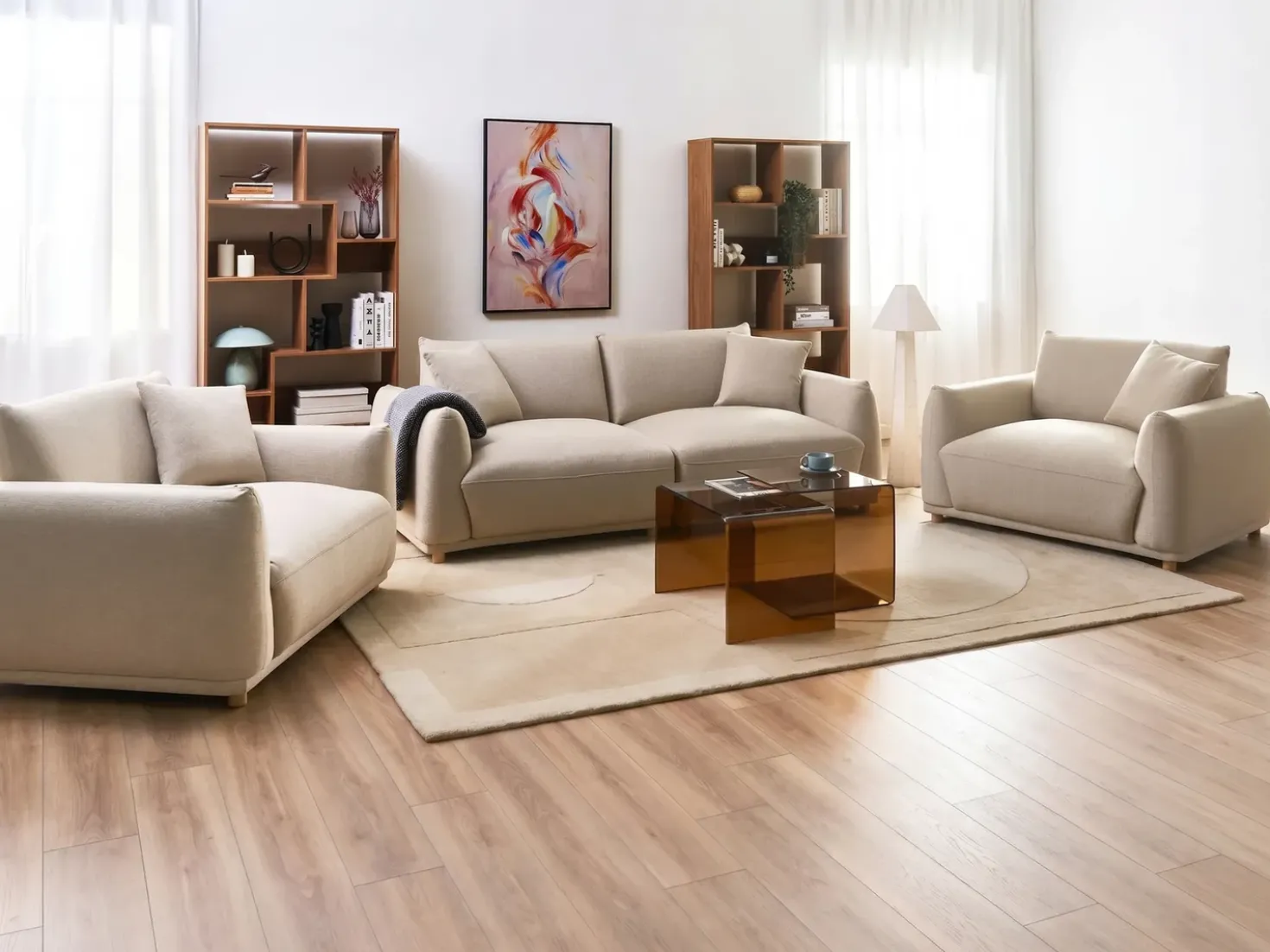 Divano 3 posti JUBEK Tessuto Beige