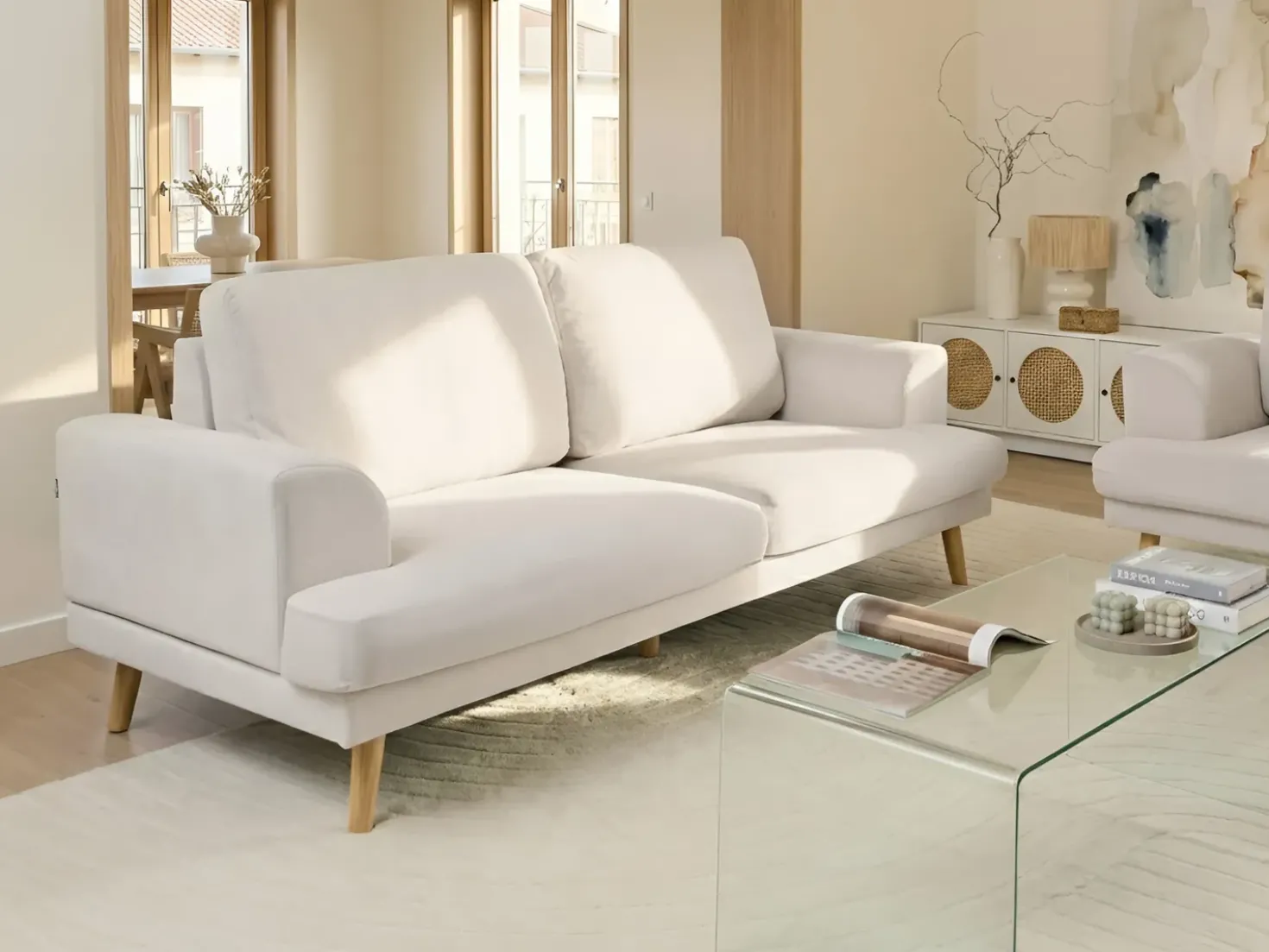 Divano 3 posti KILDAL Tessuto Beige chiaro