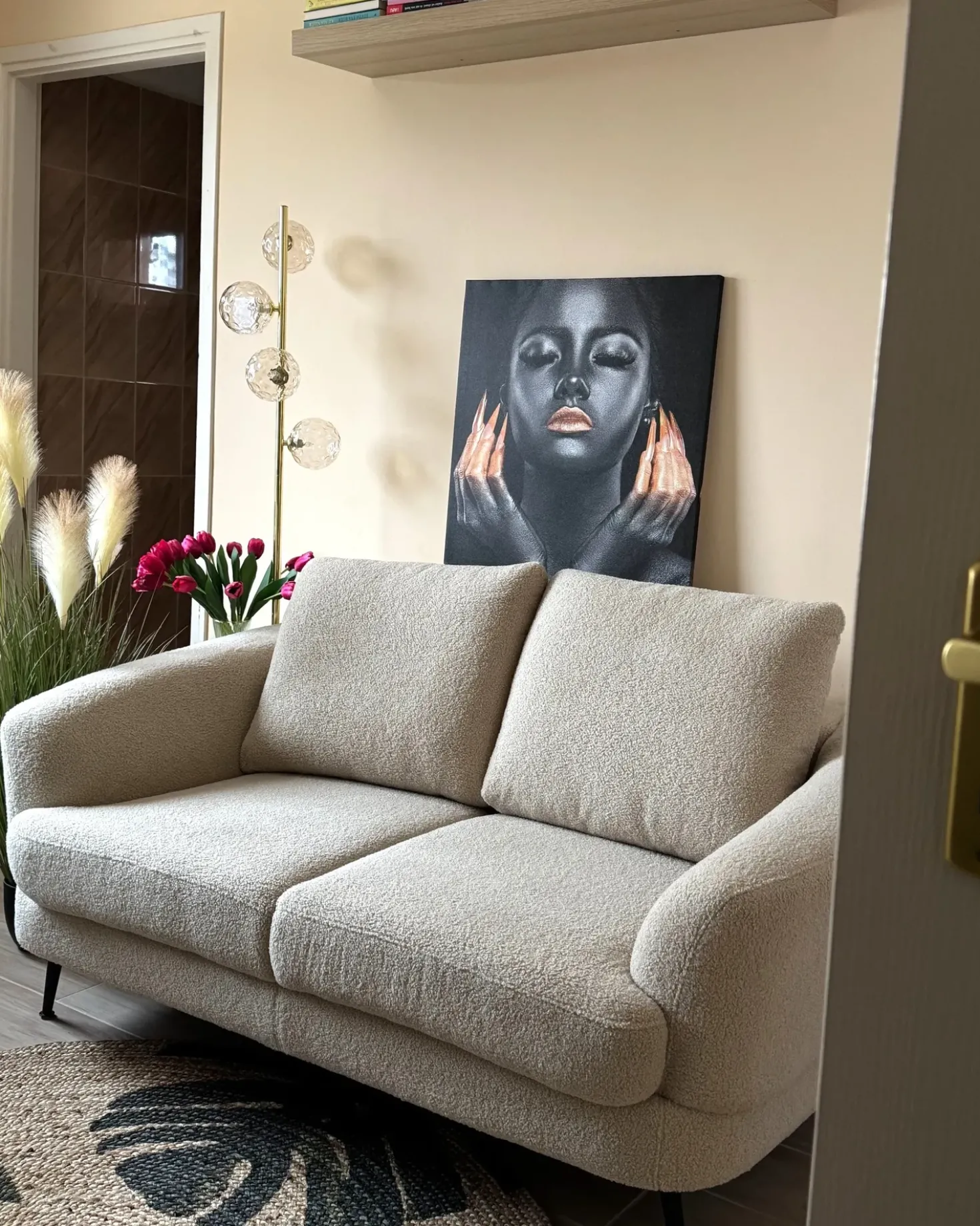 Divano 2 posti KJAER Bouclé Beige chiaro
