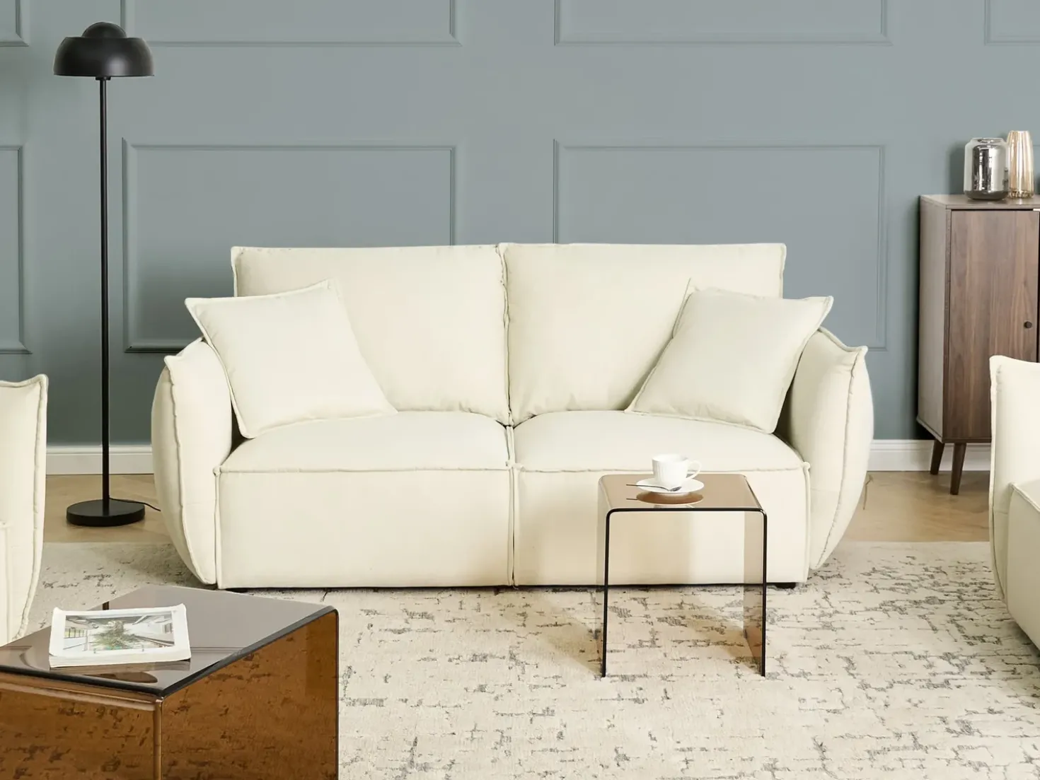 Divano 3 posti KUNES Tessuto Beige chiaro