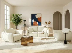 Divano 3 posti KUNES Tessuto Beige chiaro