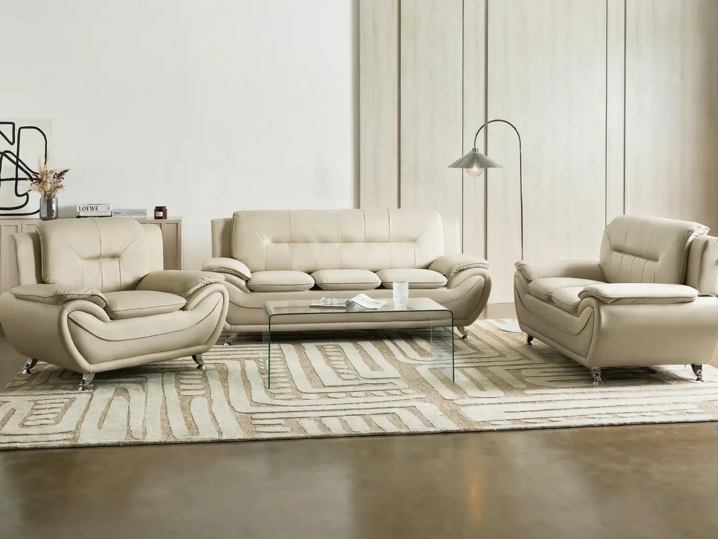 Divano 2 posti LEIRA Pelle sintetica Beige