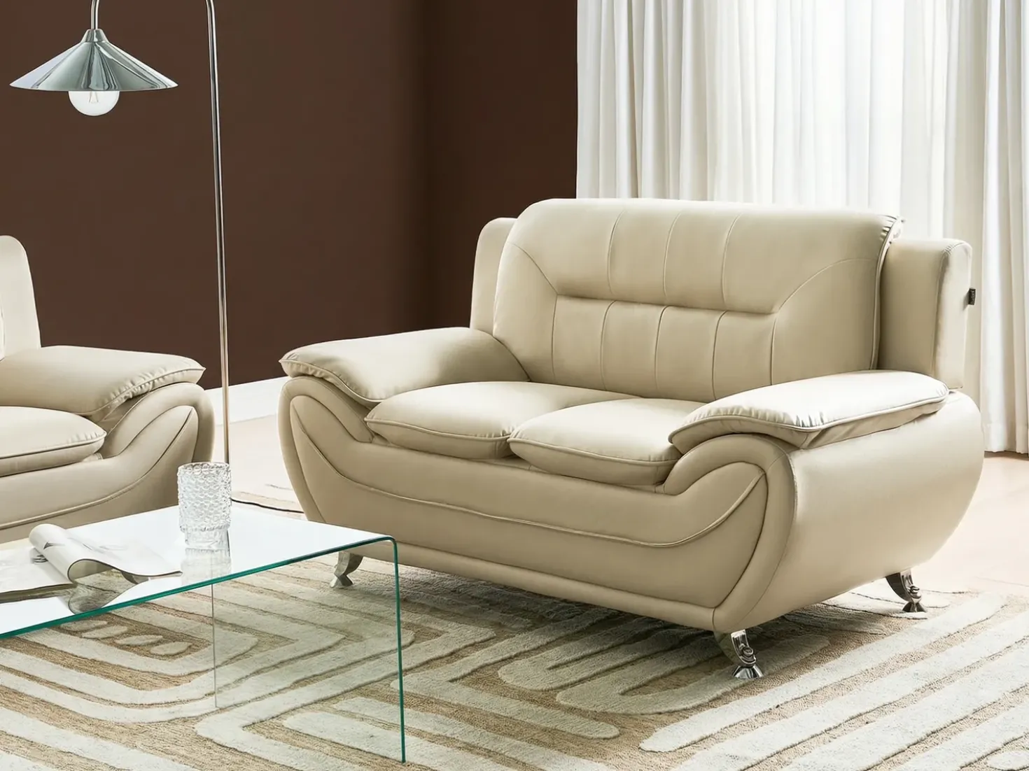 Divano 2 posti LEIRA Pelle sintetica Beige
