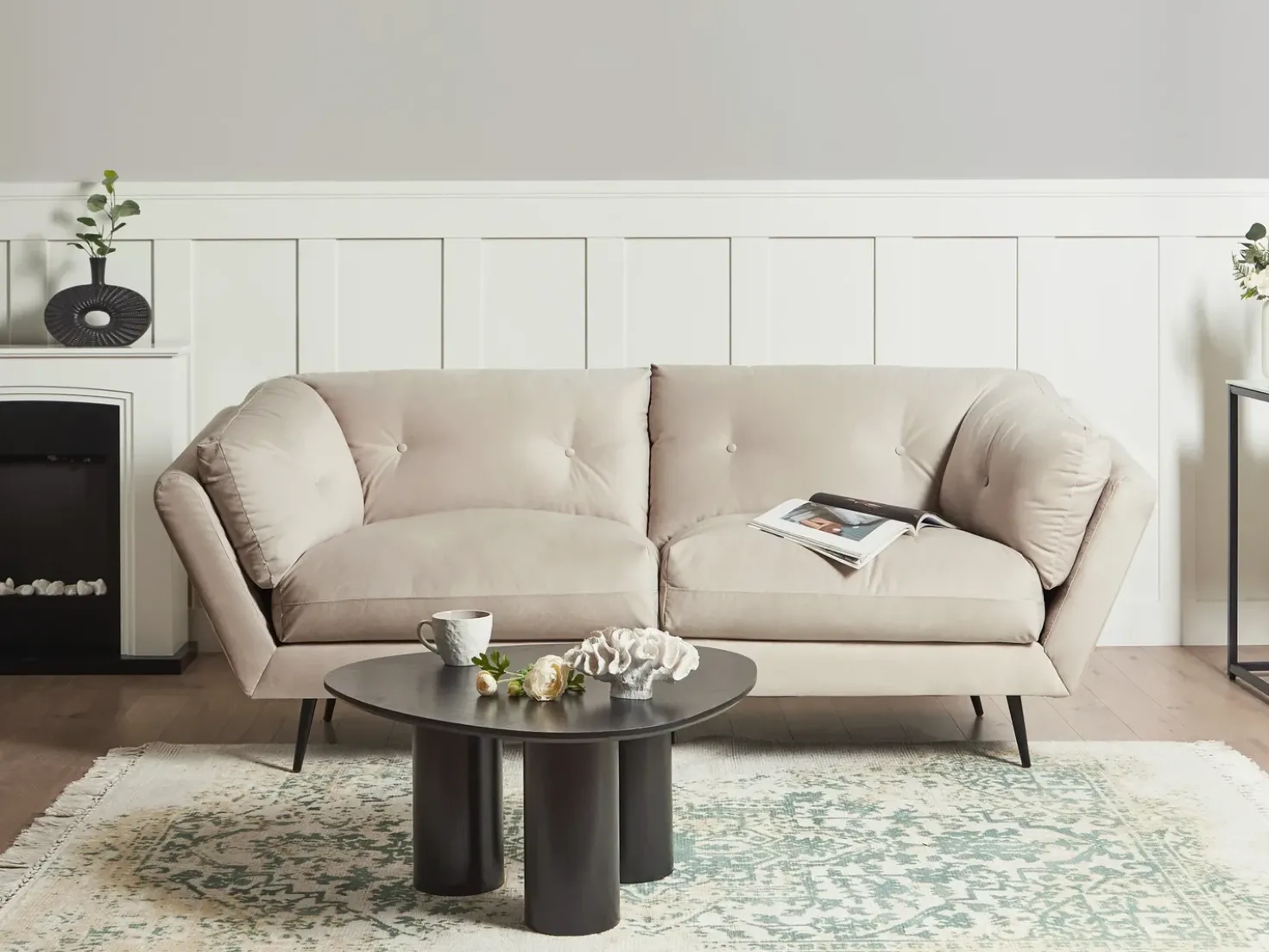Divano 3 posti LENVIK Velluto Beige