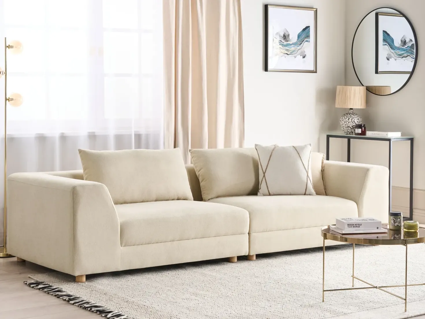 Divano 3 posti LERMON Tessuto Beige