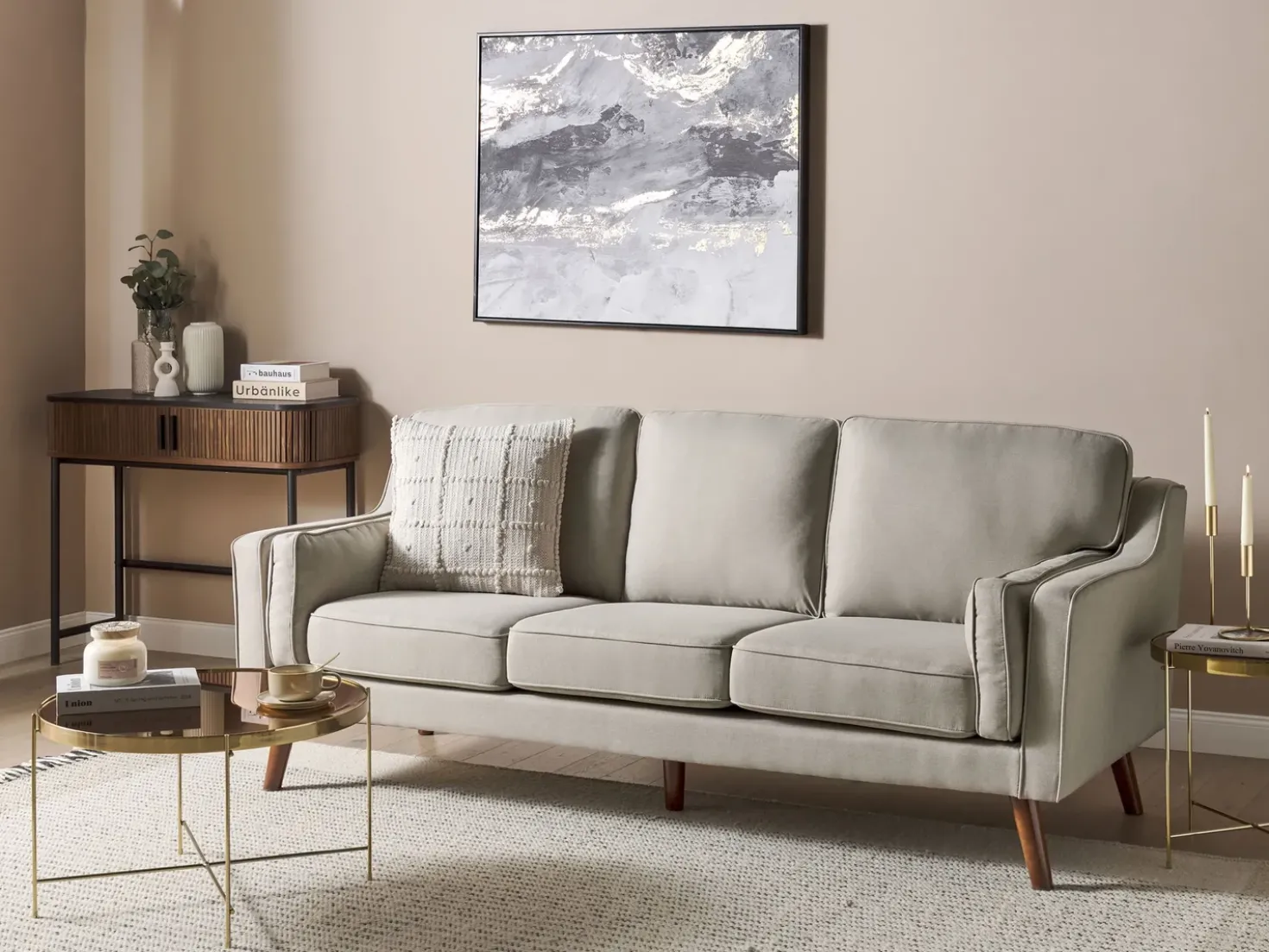 Divano 3 posti LOKKA Tessuto Beige