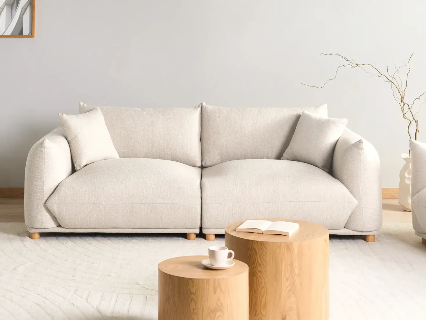 Divano 3 posti LUVOS Tessuto Beige chiaro