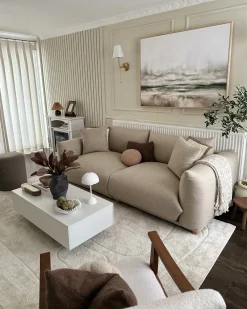 Divano 3 posti LUVOS Tessuto Beige chiaro