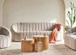 Divano 3 posti MALUNG Velluto Beige
