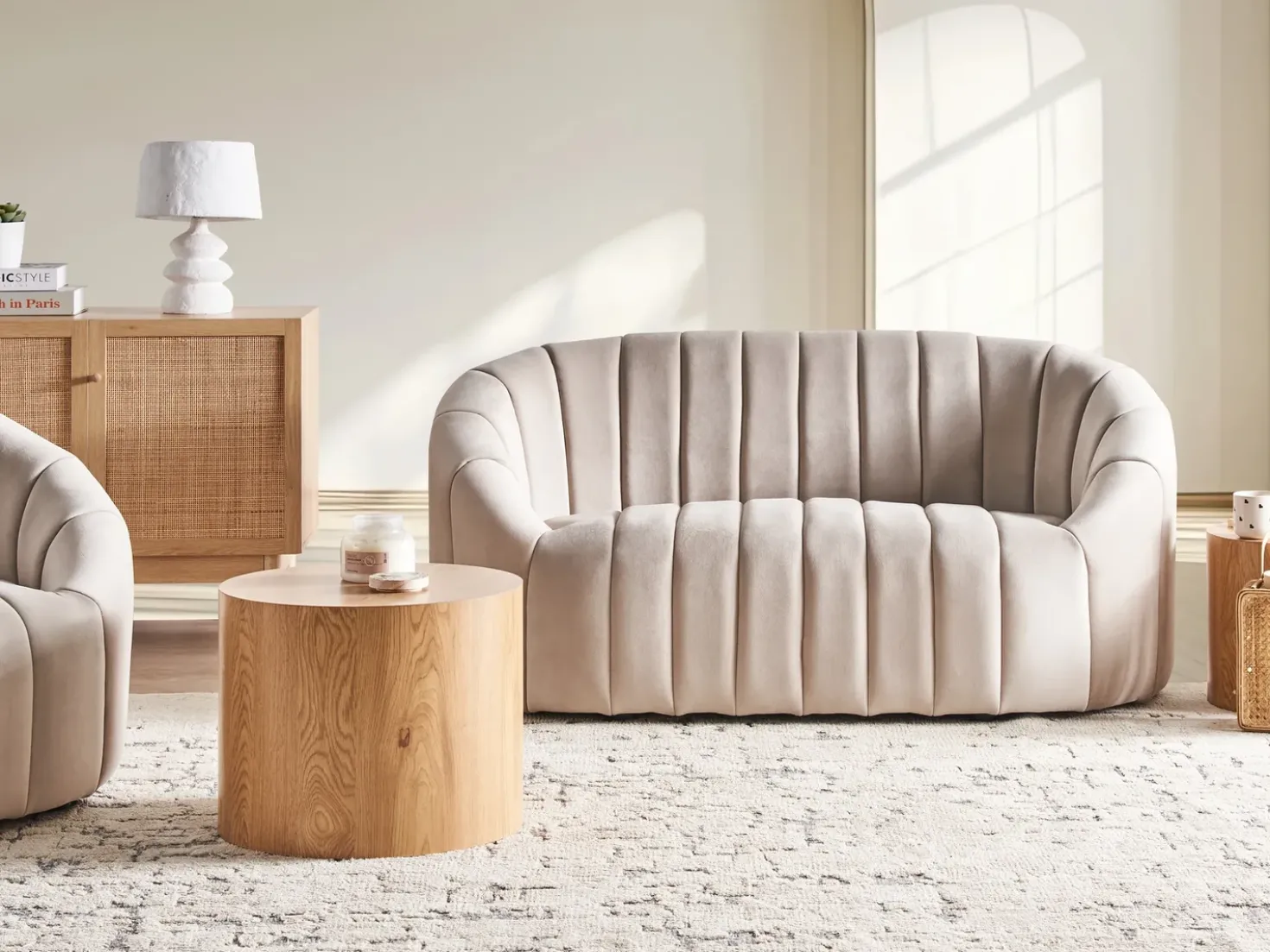 Divano 2 posti MALUNG Velluto Beige