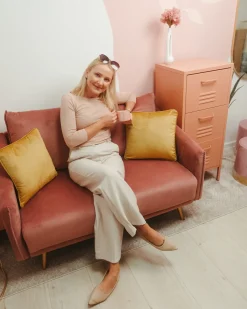 Divano 3 posti MAURA Velluto Rosa