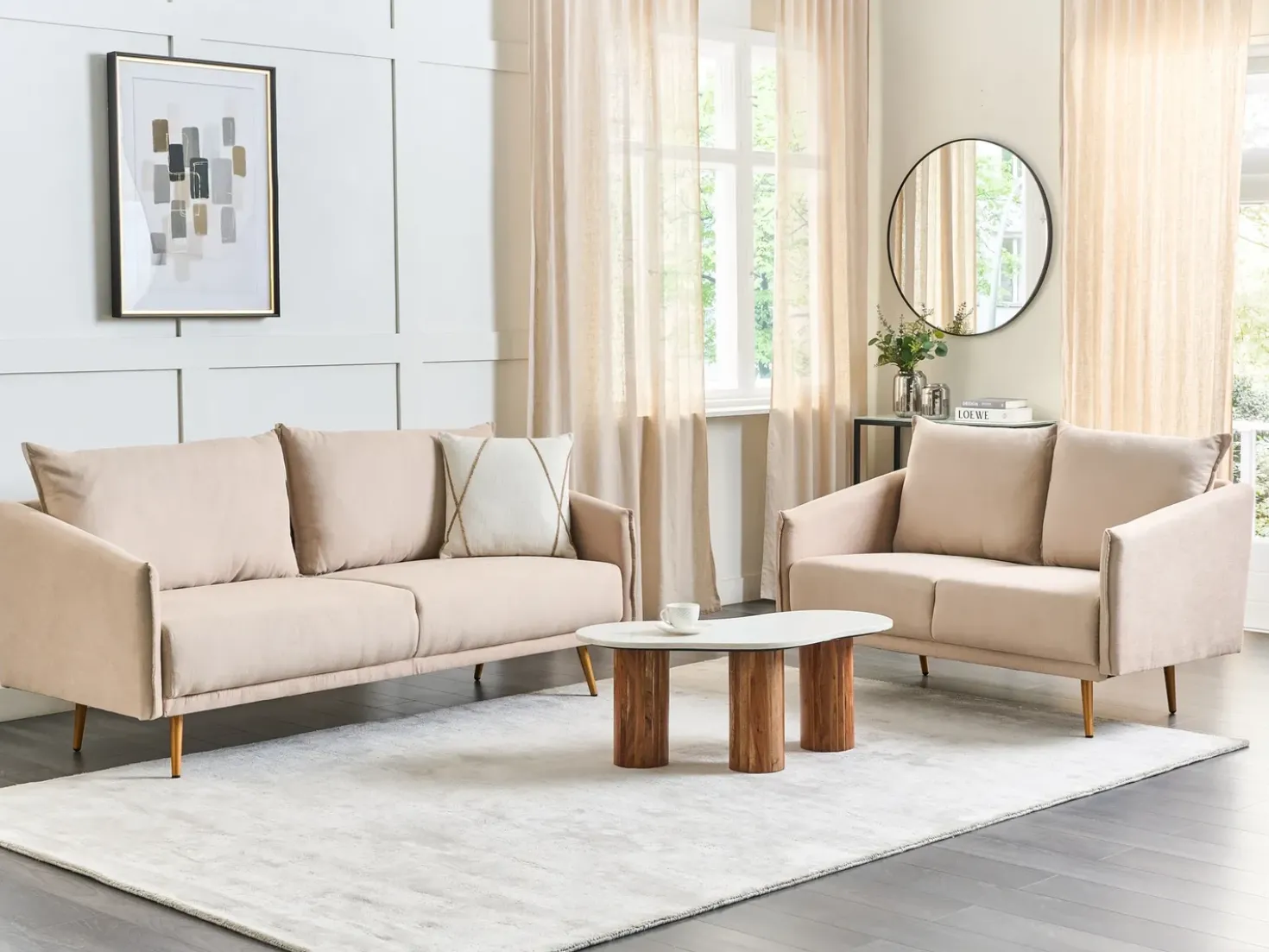 Divano 2 posti MAURA Velluto Beige