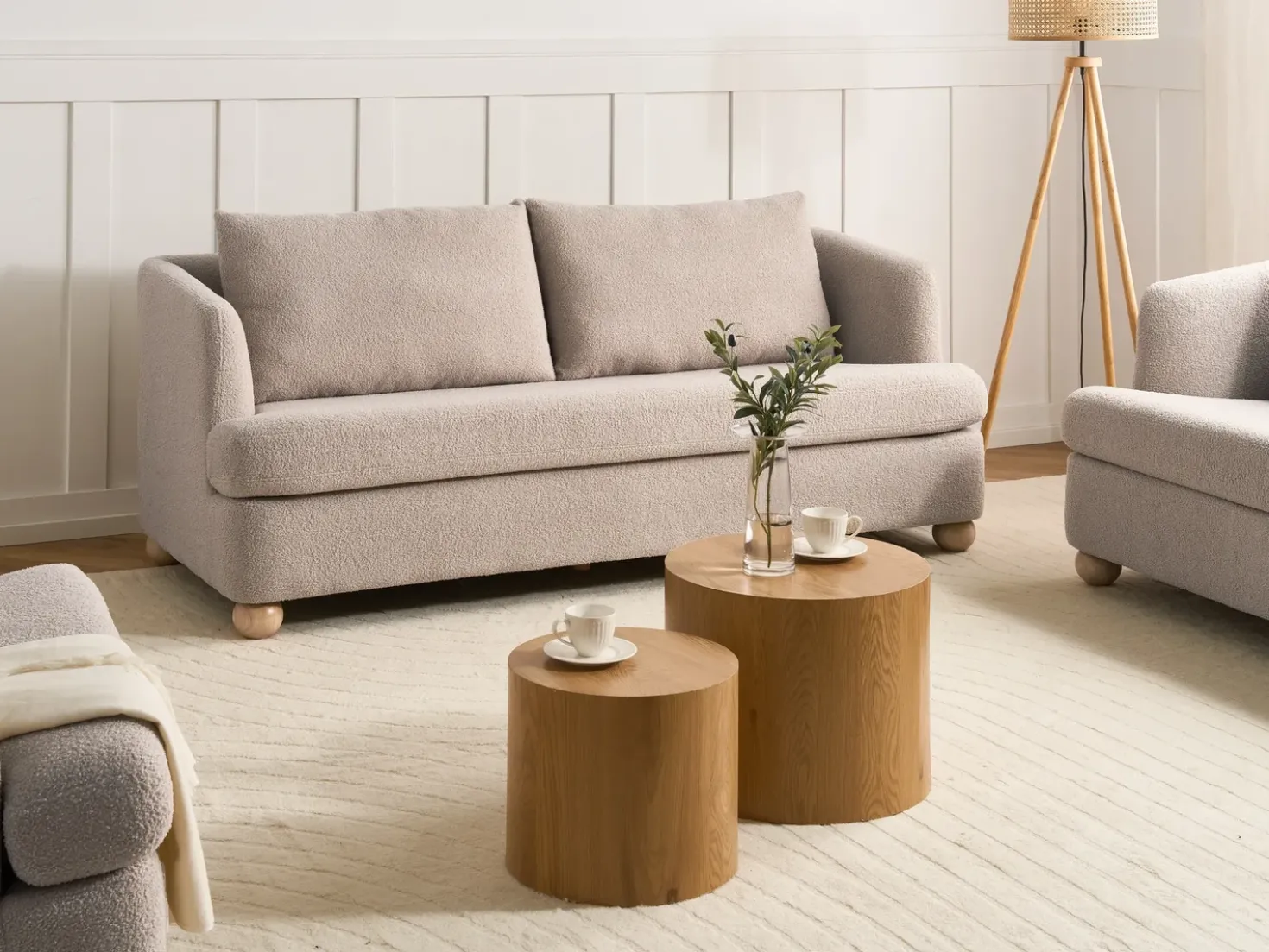 Divano 3 posti RATTVIK Bouclé Beige
