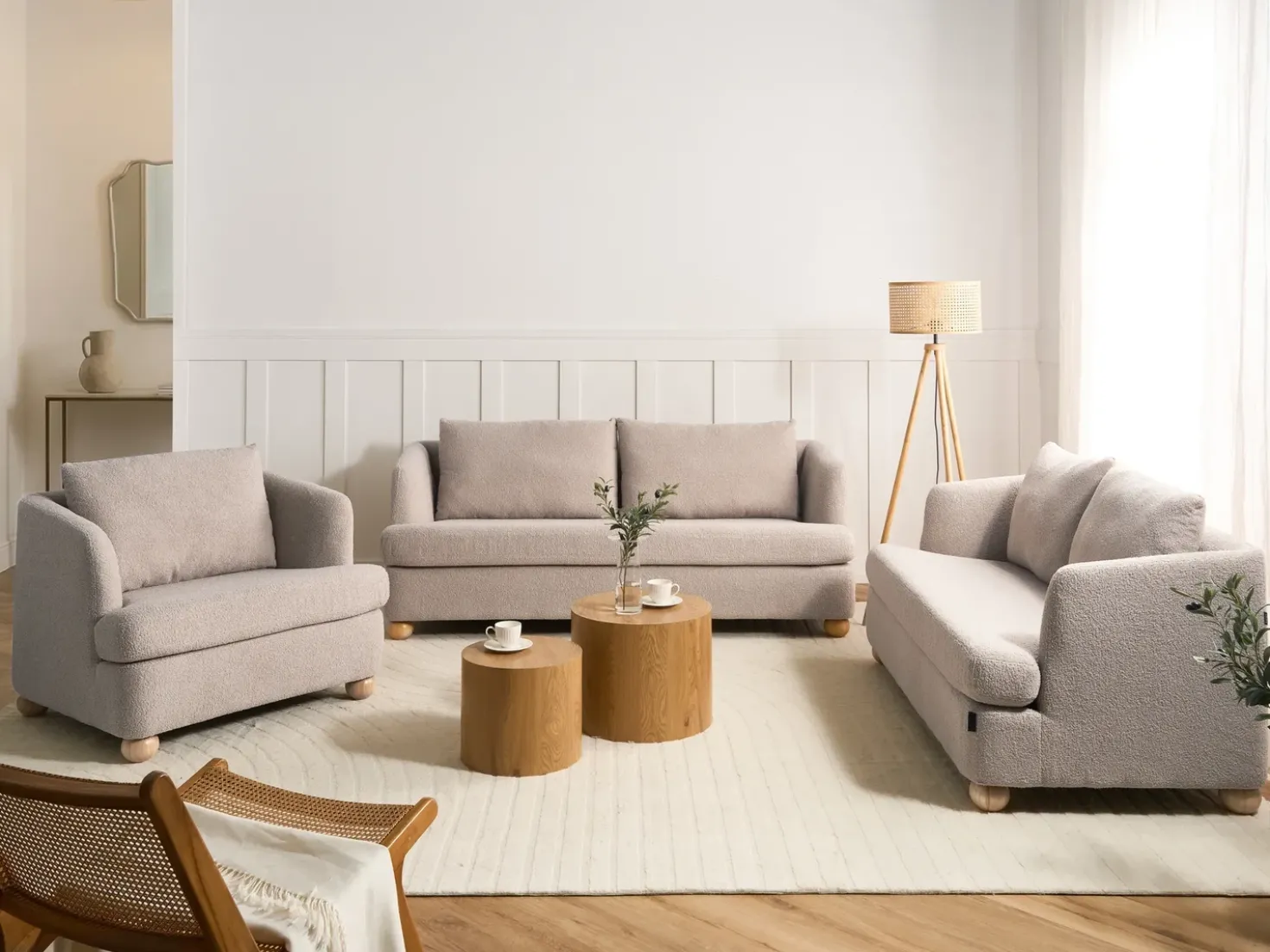 Divano 3 posti RATTVIK Bouclé Beige