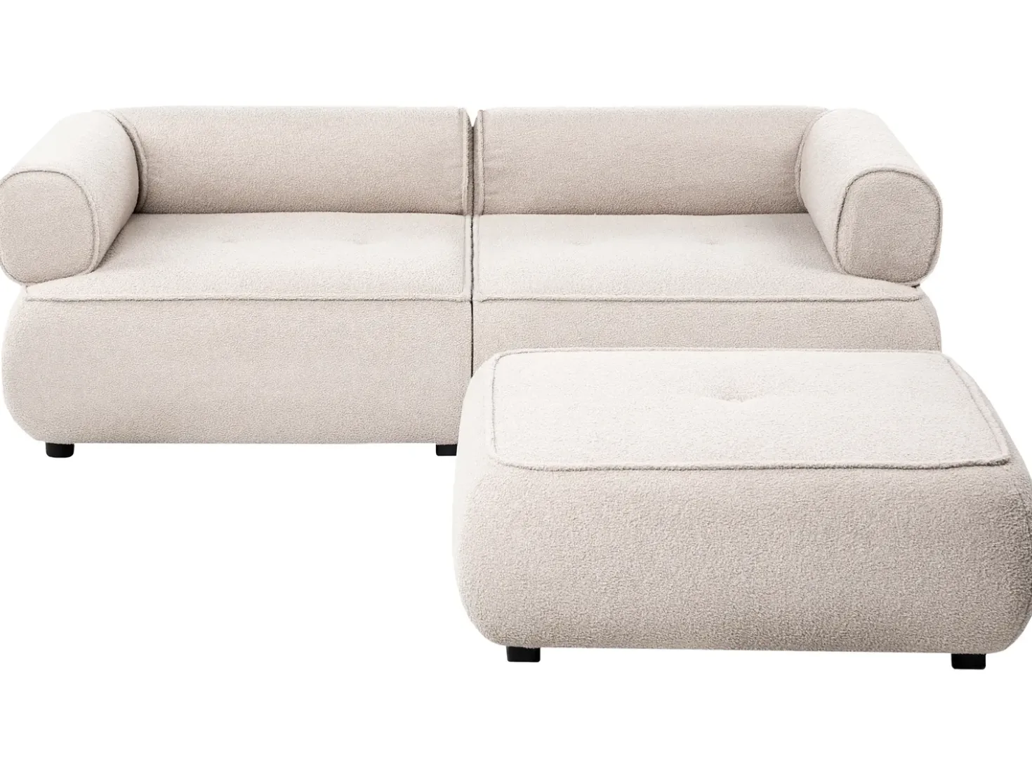 Divano 3 posti SALLA Bouclé Beige con ottomana