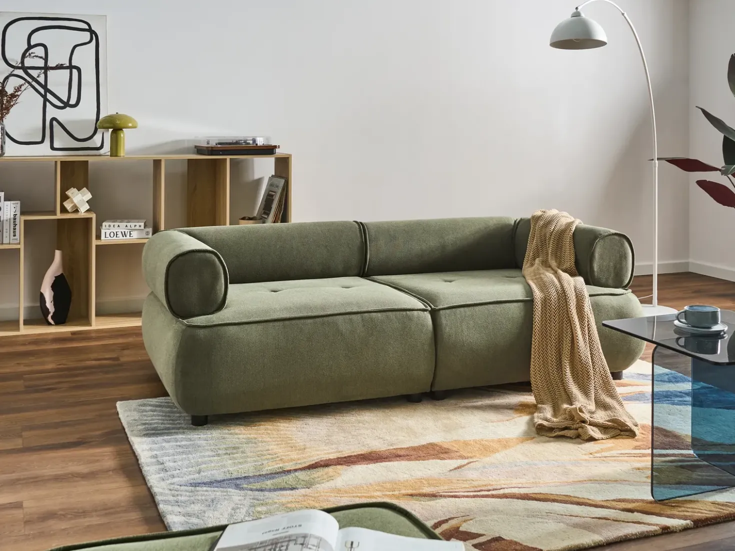 Divano 3 posti SALLA Tessuto Verde