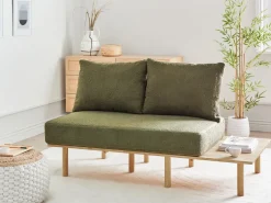 Divano 2 posti SALO Bouclé Verde scuro con tavoli