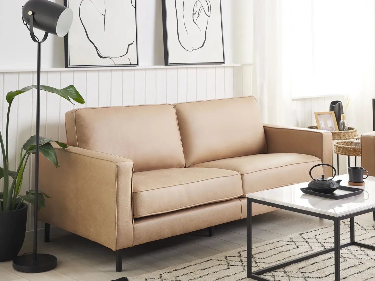 Divano 3 posti SAVALEN Pelle sintetica Beige