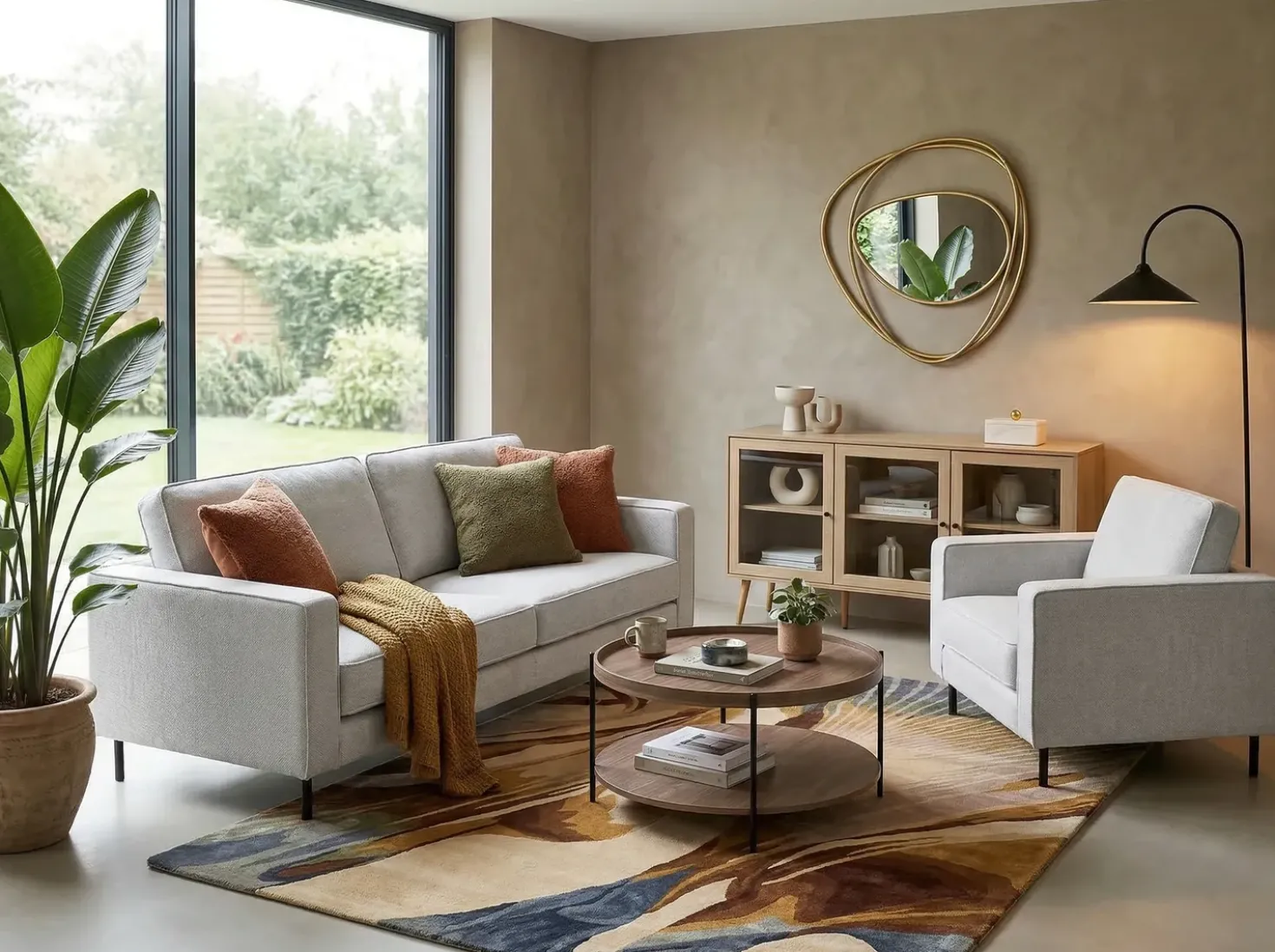 Divano 3 posti SAVALEN Tessuto Grigio chiaro