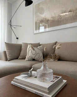Divano 3 posti SIGTUNA Tessuto Beige con ottomana