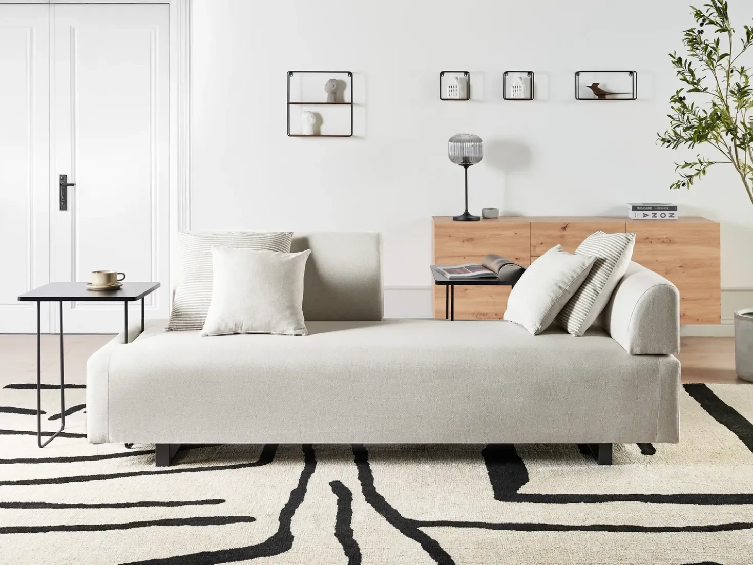 Divano 3 posti SOKNA Tessuto Beige chiaro con tavoli