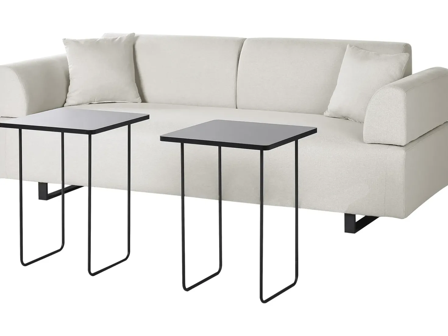 Divano 3 posti SOKNA Tessuto Beige chiaro con tavoli