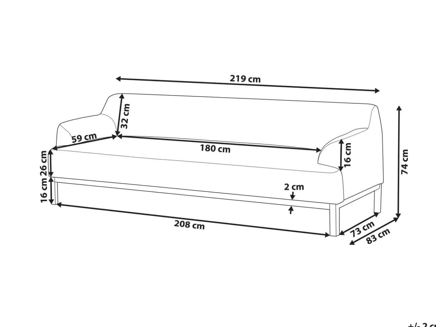Divano 3 posti SOSJO Tessuto Beige chiaro